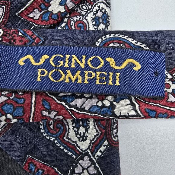 Gino Pompeii SILK Necktie Tie 55 x 4 red blue, Vintage Menswear - Picture 5 of 6